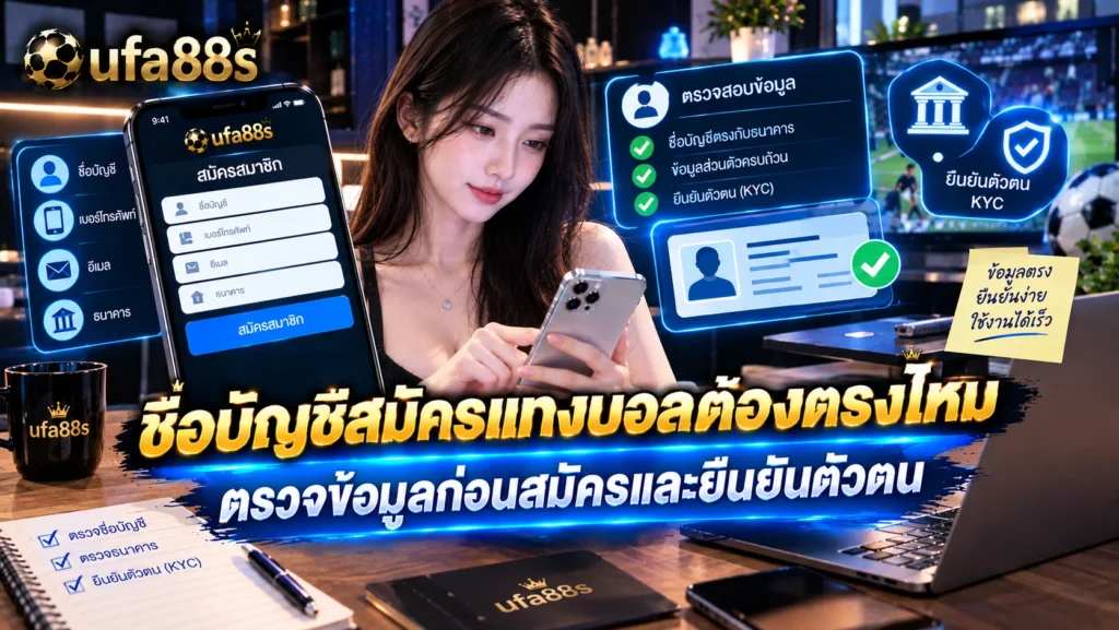 ชื่อบัญชีสมัครแทงบอลต้องตรงไหม