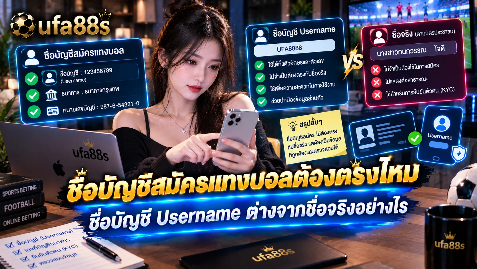 ชื่อบัญชีสมัครแทงบอลต้องตรงไหม