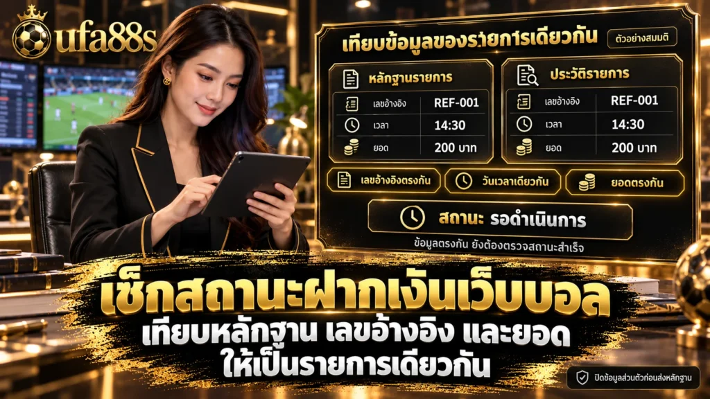 เช็กสถานะฝากเงินเว็บบอล