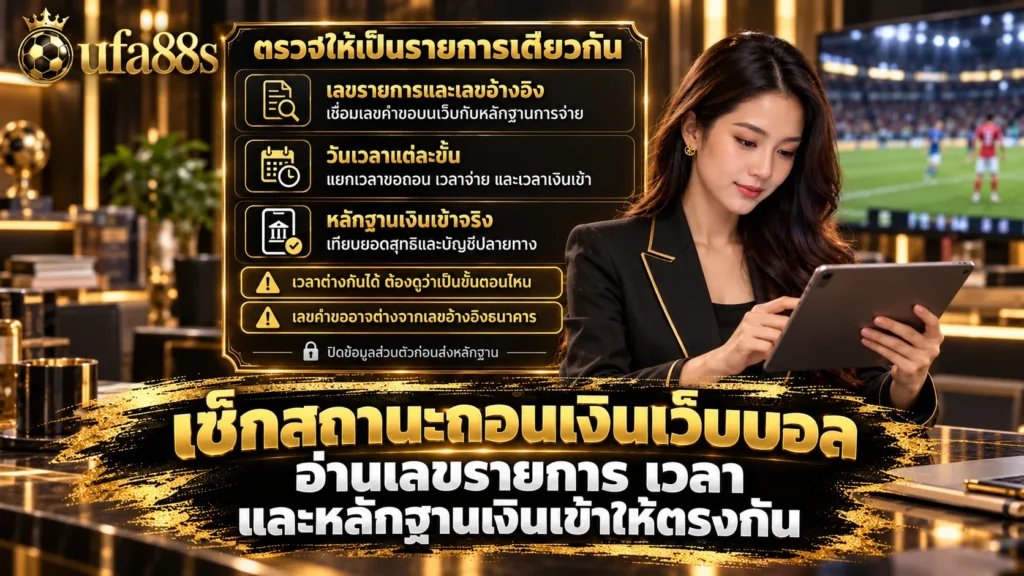 เช็กสถานะถอนเงินเว็บบอล