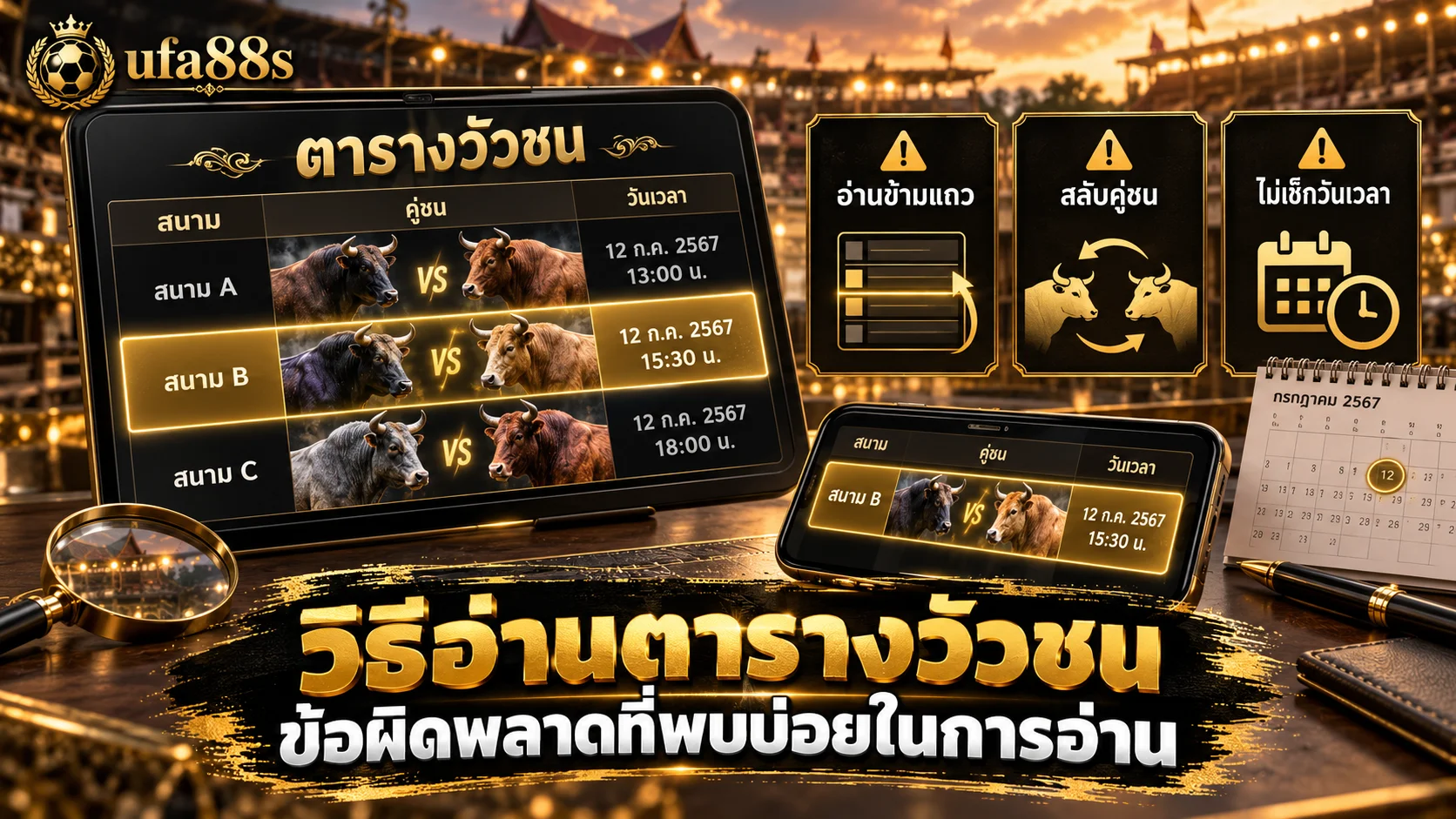 วิธีอ่านตารางวัวชน