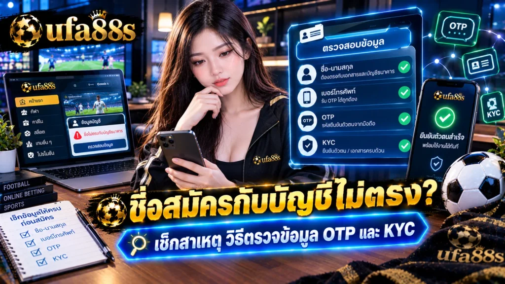 ชื่อสมัครกับบัญชีไม่ตรง