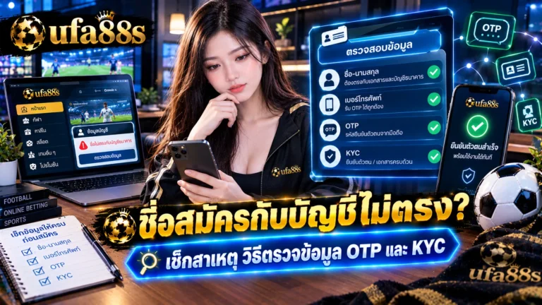 ชื่อสมัครกับบัญชีไม่ตรง