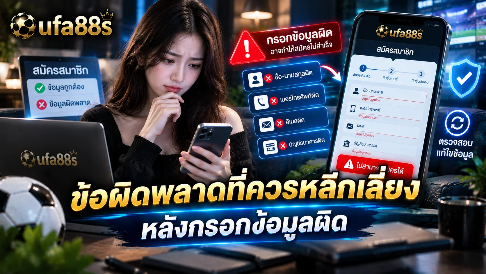 สมัครแทงบอลกรอกข้อมูลผิด
