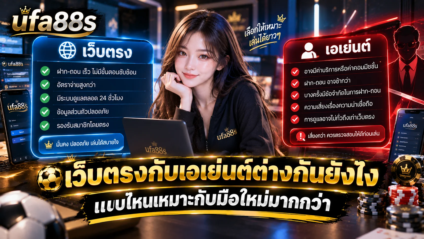 เว็บตรงกับเอเย่นต์ต่างกันยังไง